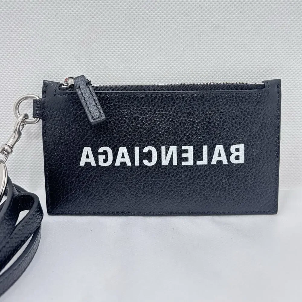 Balenciaga x Fragments Leather Logo Lanyard Card Holder Wallet ID Black